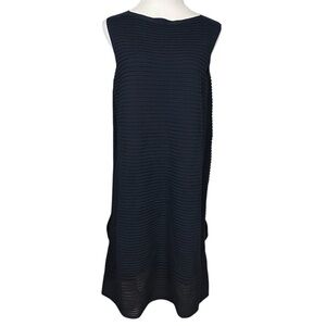 Lafayette 148 New York Women's Blue Ribbed Sleeveless Knee Dress S